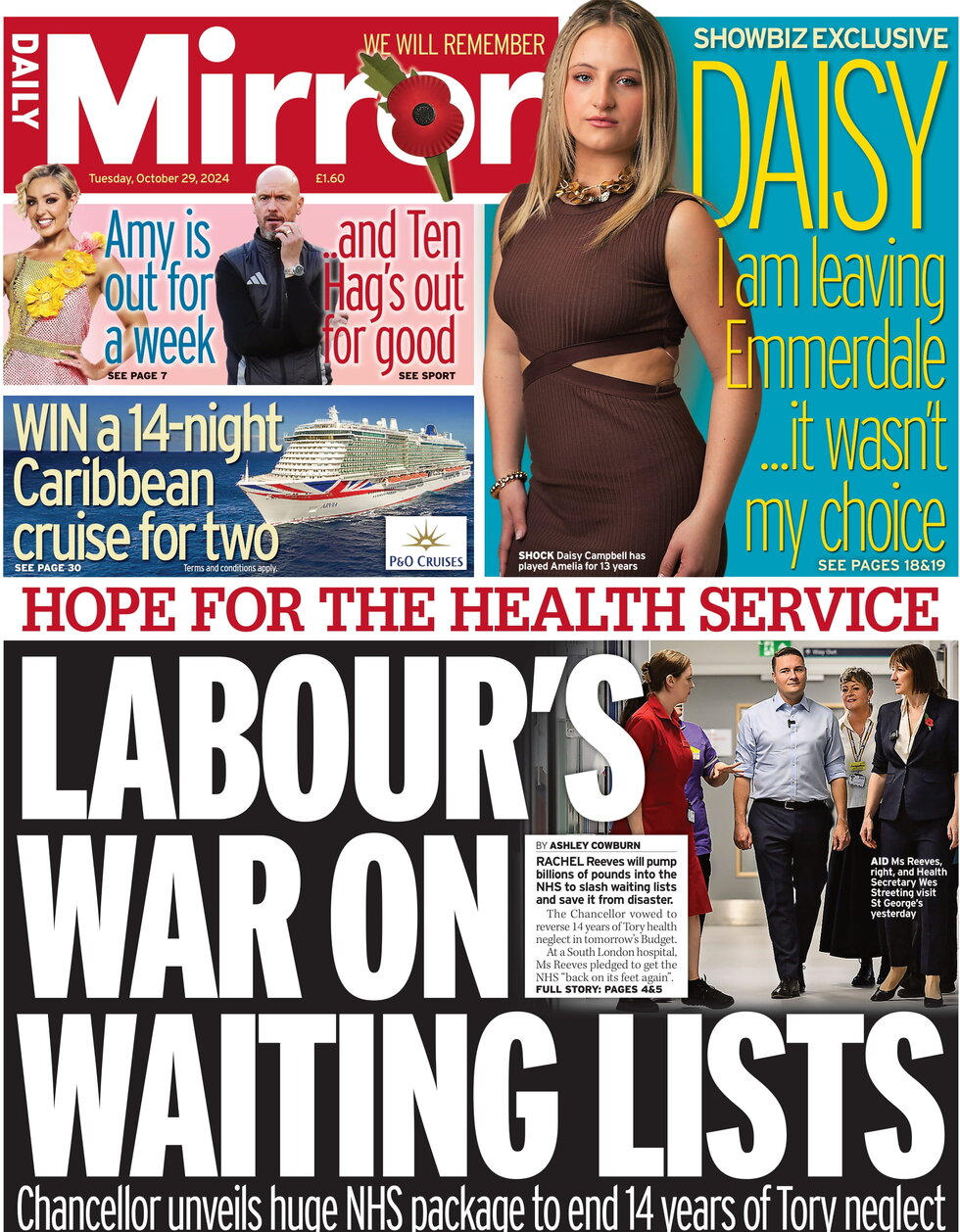 Daily Mirror - Labour’s war on waiting lists 