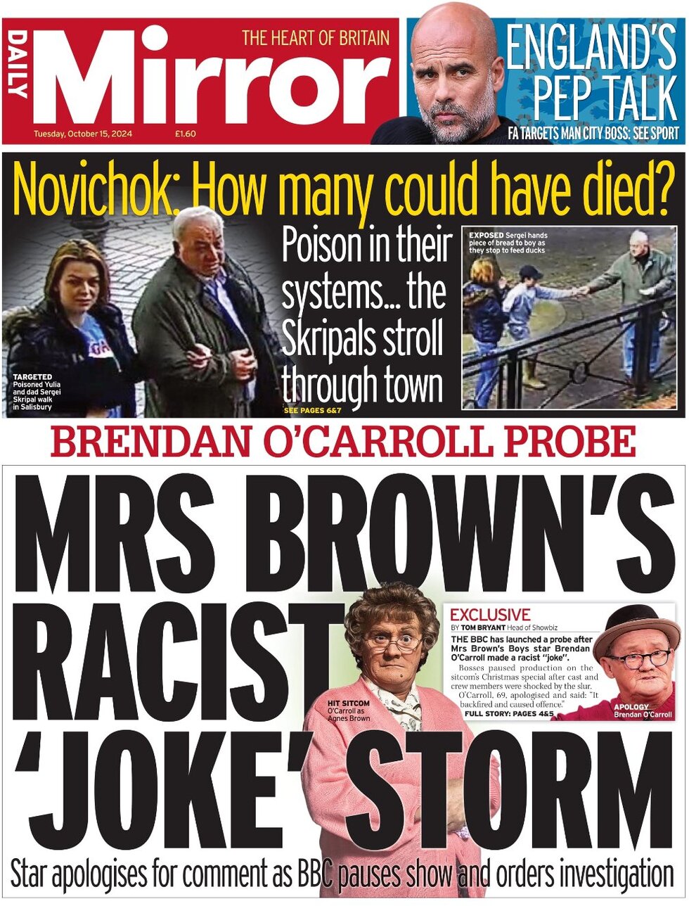 Daily Mirror - Mrs Brown's racist joke storm 