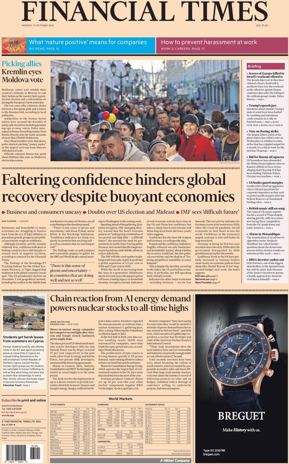 FT – Faltering confidence hinders global recovery despite buoyant economies