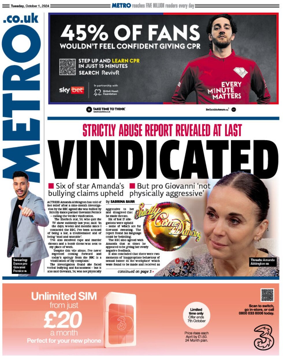 Metro - Strictly abuse report revealed at last: Vindicated 
