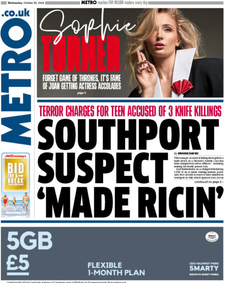 Metro – Southport suspect ‘made ricin’ 