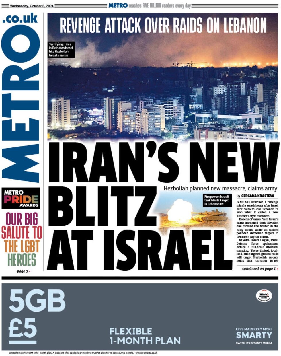 The Metro - Iran’s new blitz at Israel 
