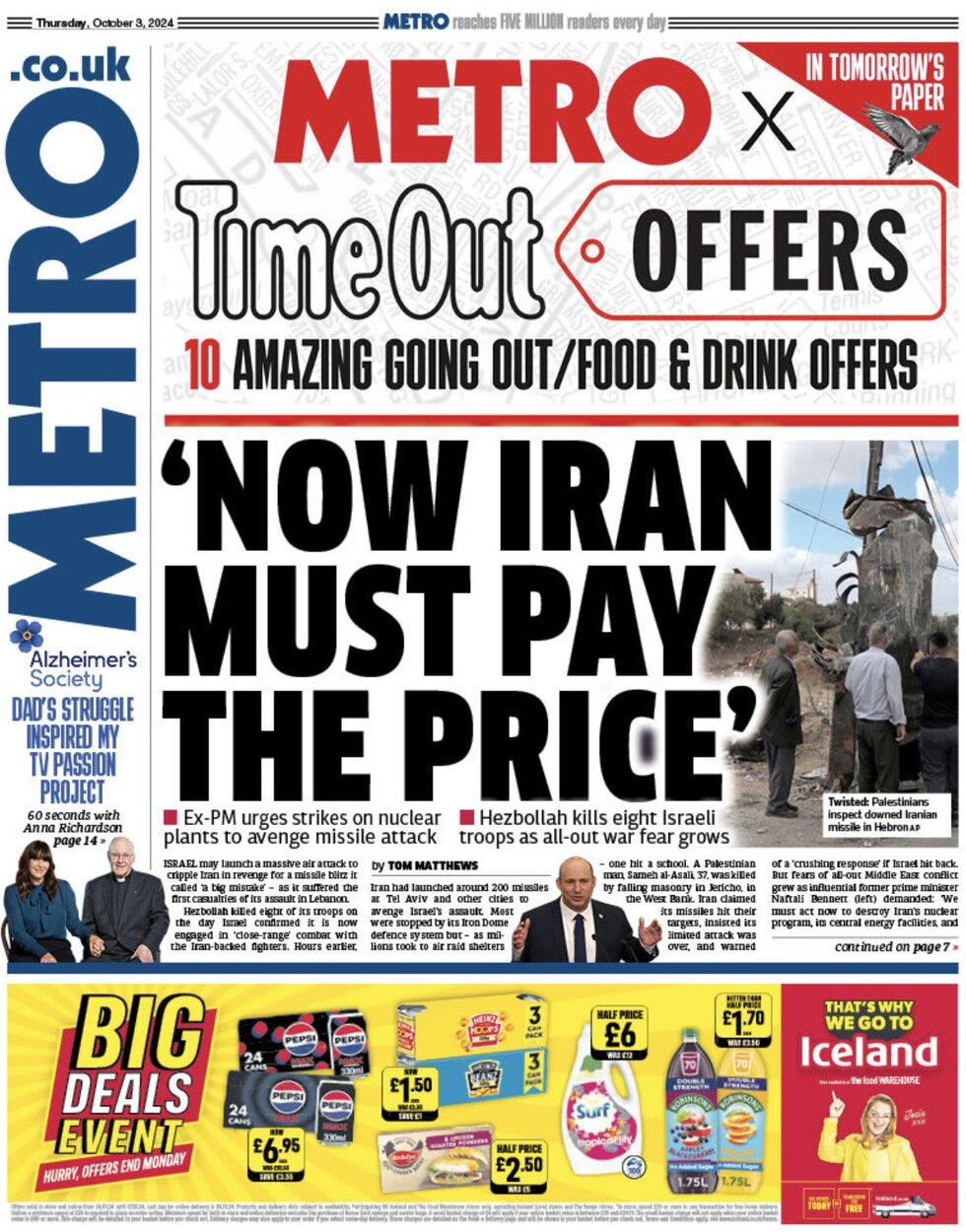 Metro - Now Iran must pay the price 
