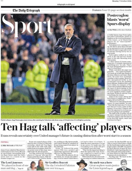 Telegraph Sport – Ten Hag talk ‘affecting’ players