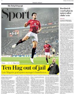 Telegraph Sport- Ten Hag out of jail