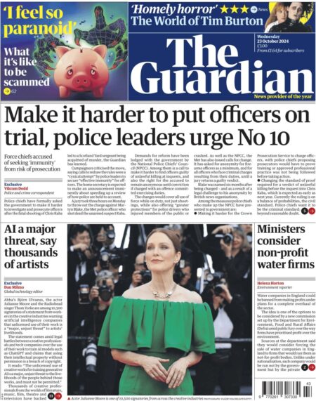 The Guardian – Make it harder to put officers on trial, police leaders urge No 10 