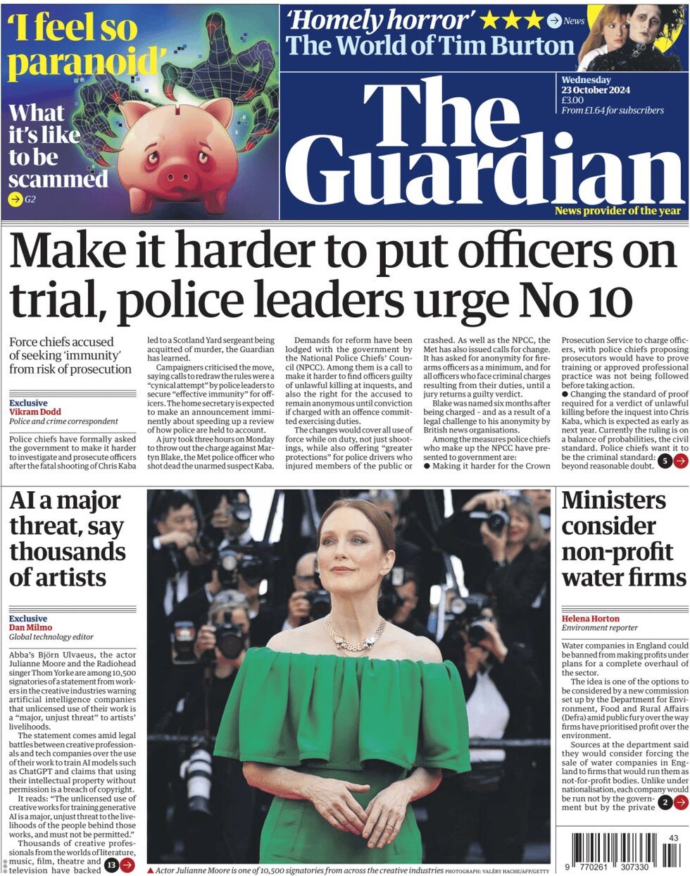 The Guardian - Make it harder to put officers on trial, police leaders urge No 10 
