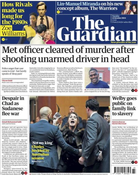 The Guardian – Met officer cleared of murder after shooting unarmed driver in the head 