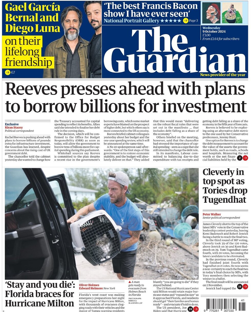 The Guardian - Reeves presses ahead with plans to borrow billions 
