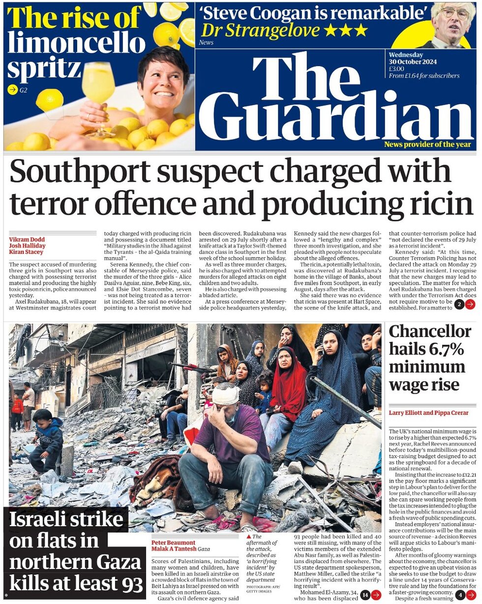 The Guardian - Southport suspect charged with terror offence and producing ricin 
