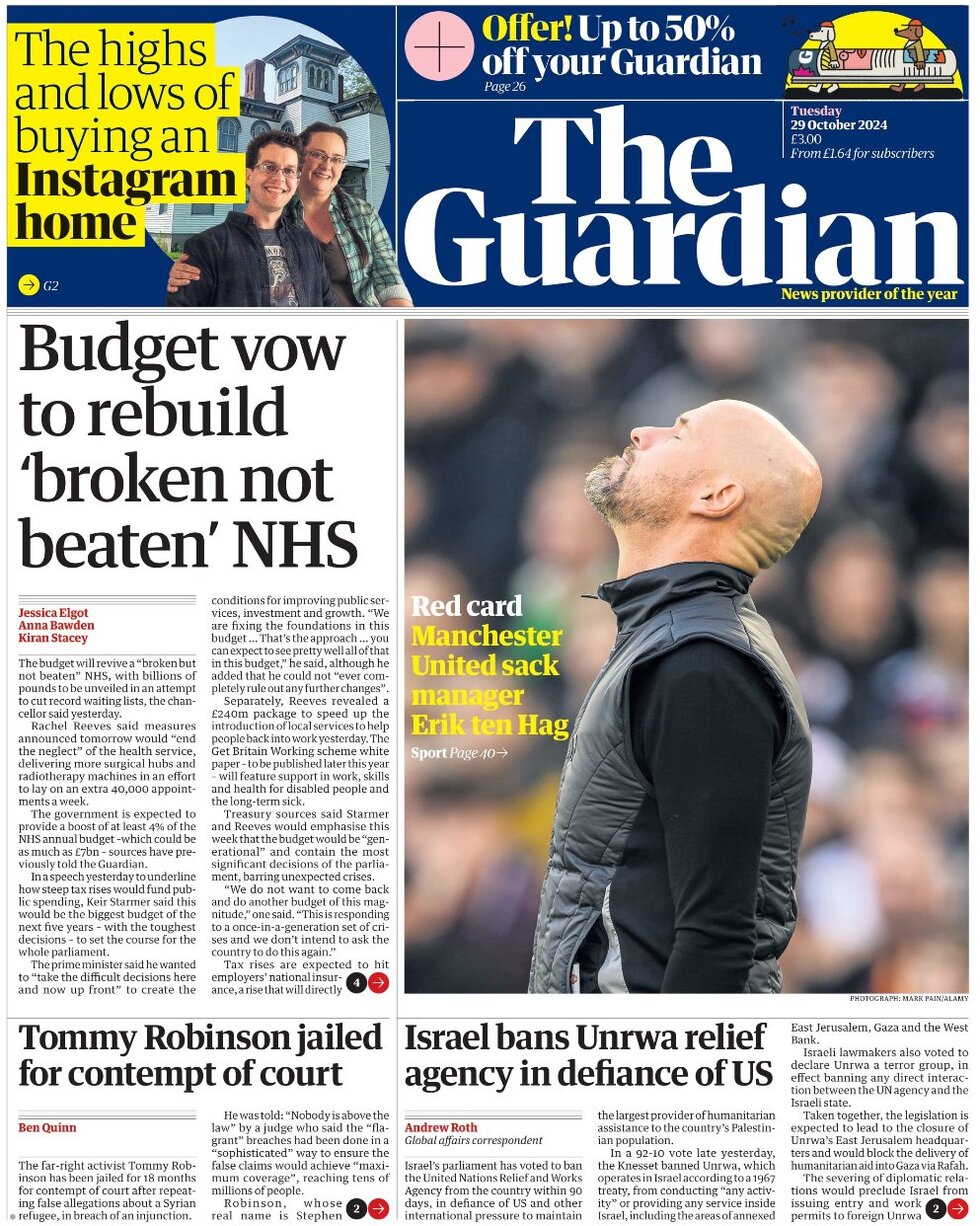 The Guardian - Budget vow to rebuild ‘broken not beaten’ NHS
