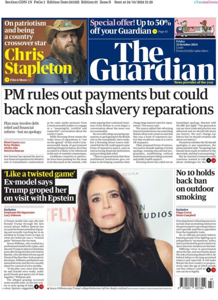 The Guardian – PM rules out payments but could back non-cash reparations