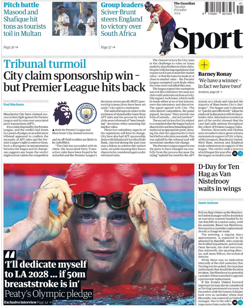 Guardian Sport - City claim sponsorship win - but Premier League hits back
