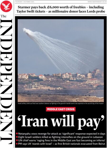 The Independent – Middle East crisis: Iran will pay 