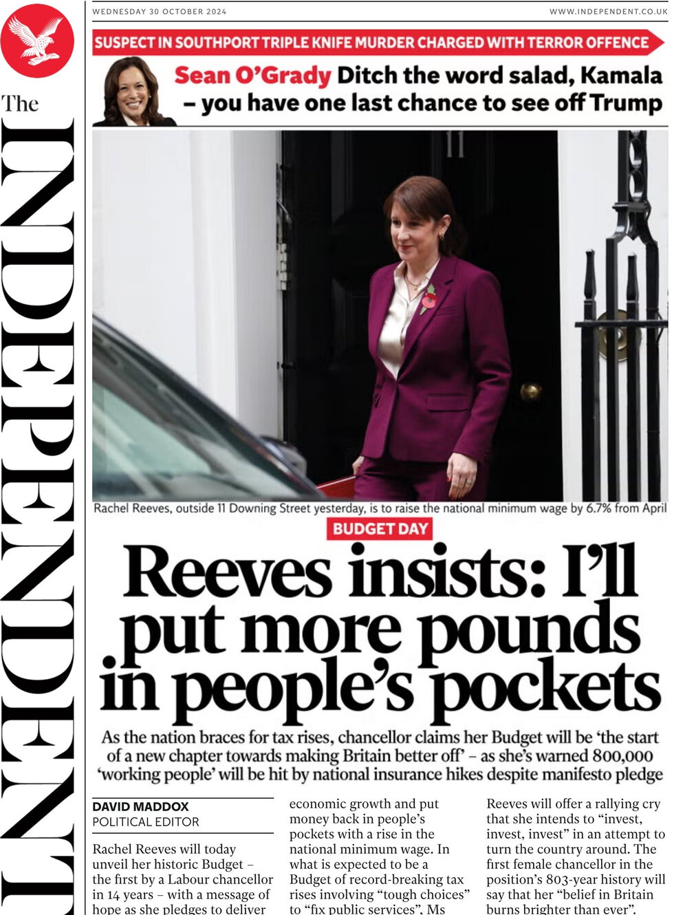 The Independent - Reeves insists: I'll put more pounds in people’s pockets