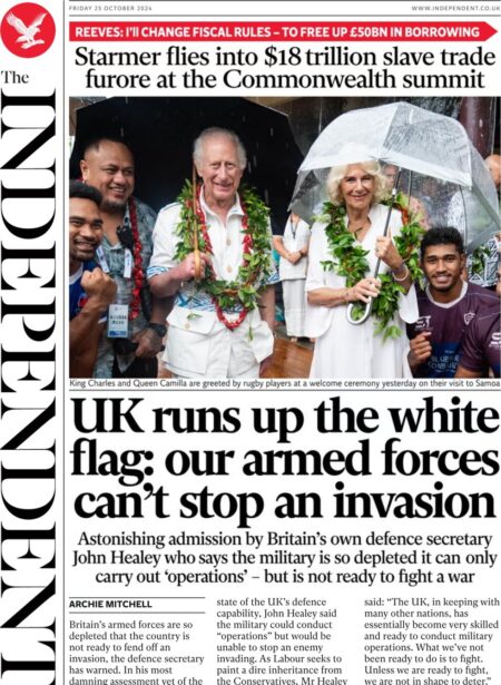 The Independent – UK runs up the white flag: our armed forces can’t stop an invasion 