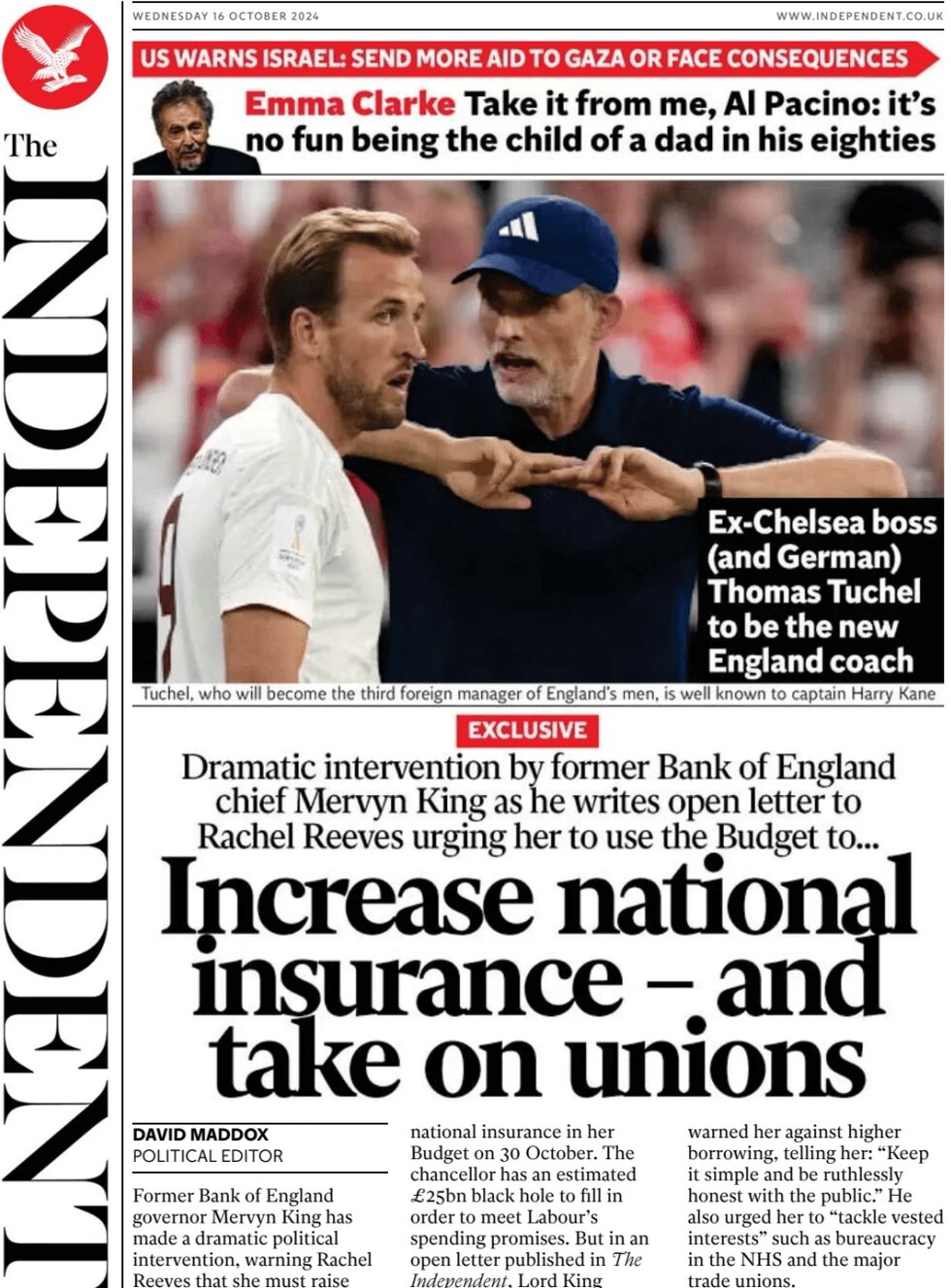 The Independent - Increase national insurance - and take on unions