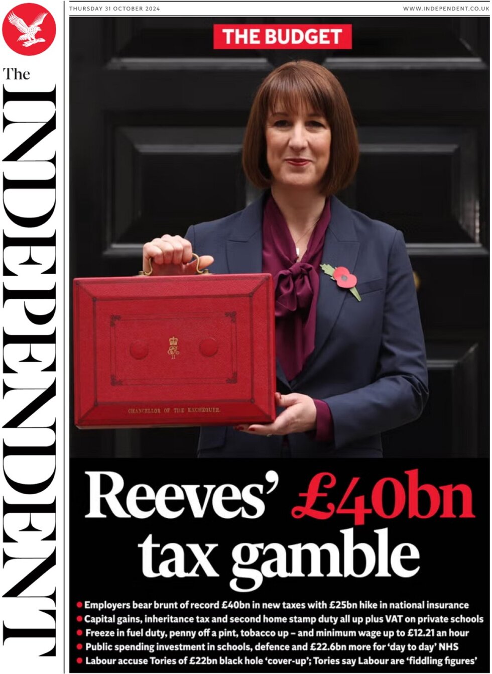 The Independent - Reeves’ £40bn tax gamble