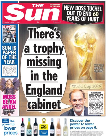 The Sun – There’s a trophy missing in the England cabinet