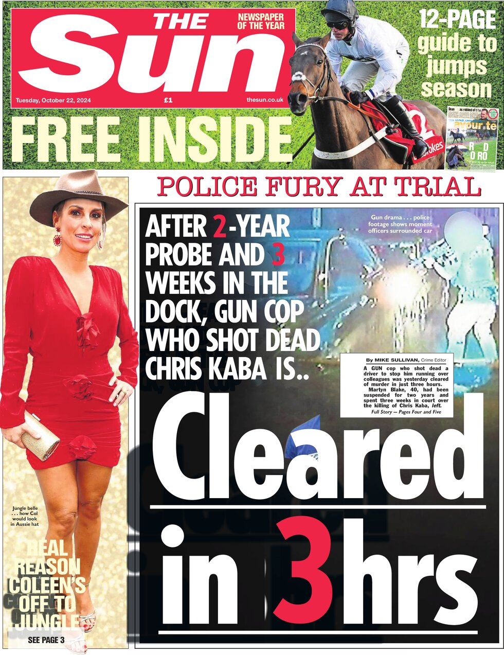 The Sun - Police fury at trial: Cleared in 3 hours 
