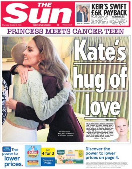 The Sun - Princess meets cancer teen: Kate’s hug of love