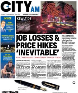 CITY AM – Jobs losses & Prices hike ‘inevitable’ 