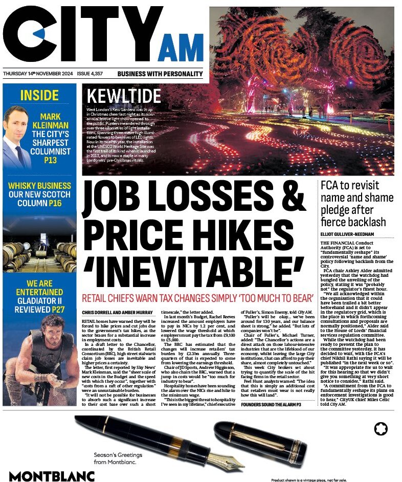 CITY AM - Jobs losses & Prices hike ‘inevitable’ 
