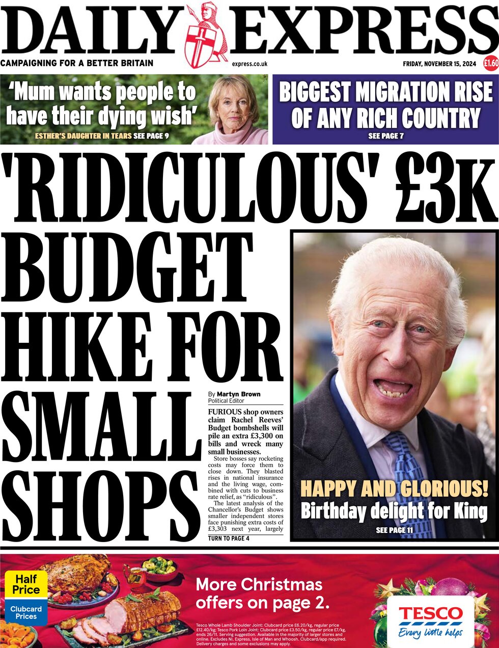 Daily Express - £3K budget hike for small shops 
