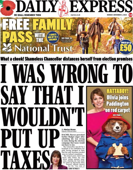 Daily Express – I was wrong to say that I wouldn’t put up taxes 