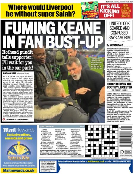 Mail Sport – Fuming Keane in fan bust-up