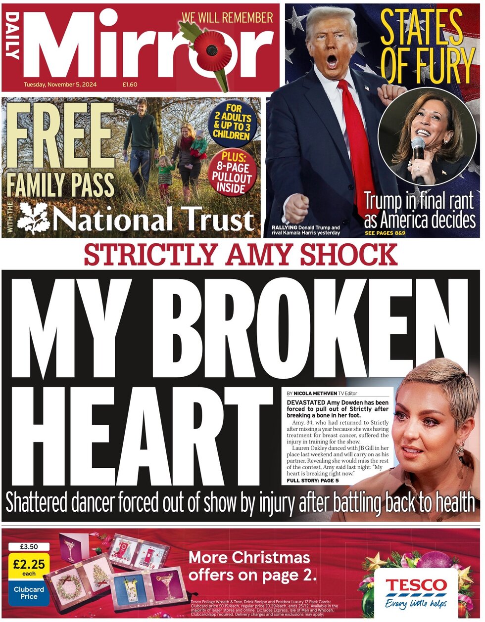 Daily Mirror - Strictly Amy shock: My broken heart 