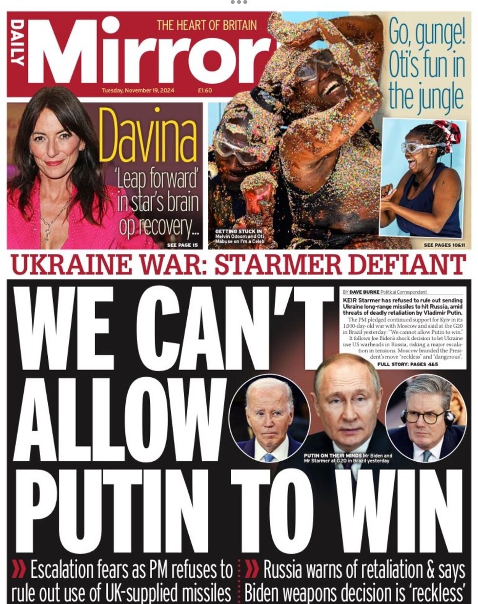 Daily Mirror - We can’t allow Putin to win 
