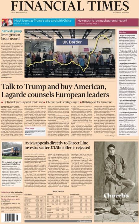 FT – Talk to Trump and buy American, Lagarde counsels European leaders