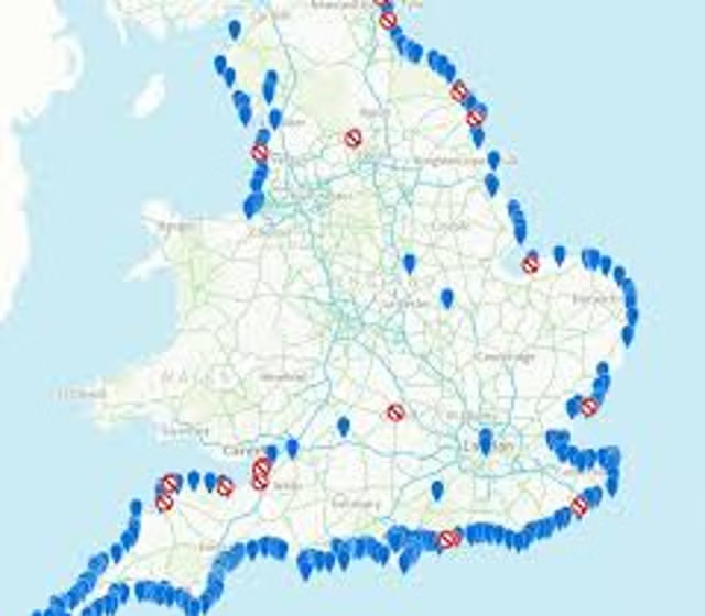 Crackdown in water sewage pollution around UK - Britain’s official bathing water sites mapped