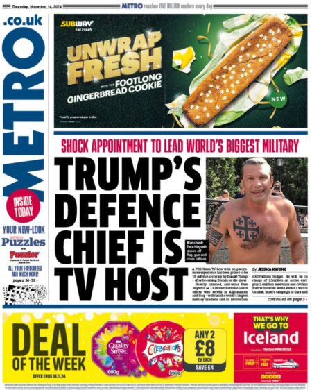 Metro – Trump defence chief is TV host 