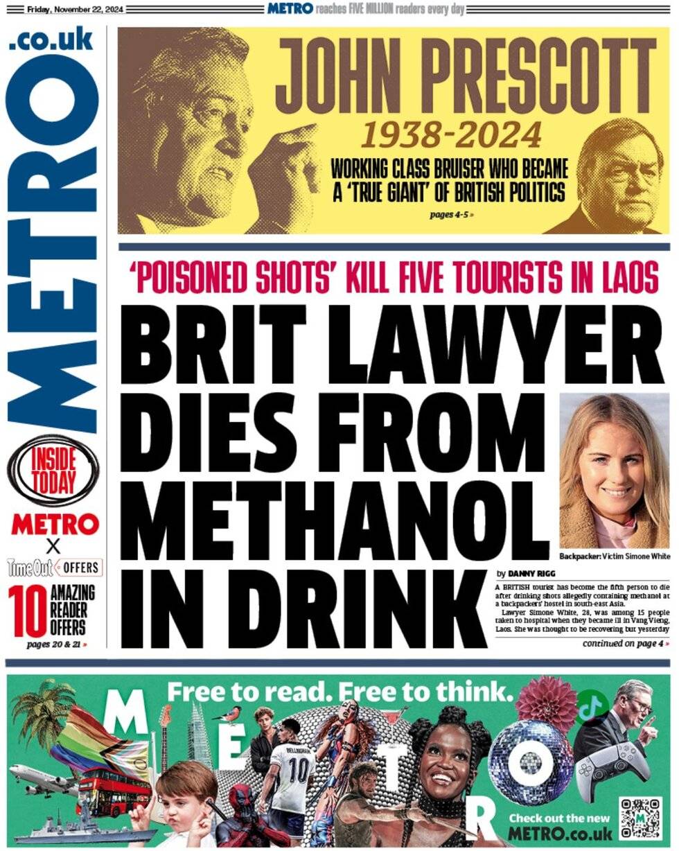 Brit lawyer dies after methanol in drink - Metro