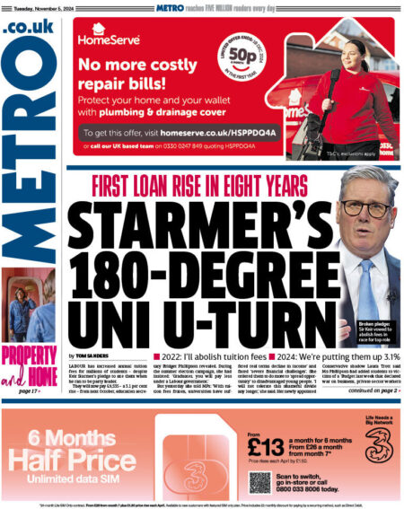 Metro – Starmer’s 180-degree uni U-turn 