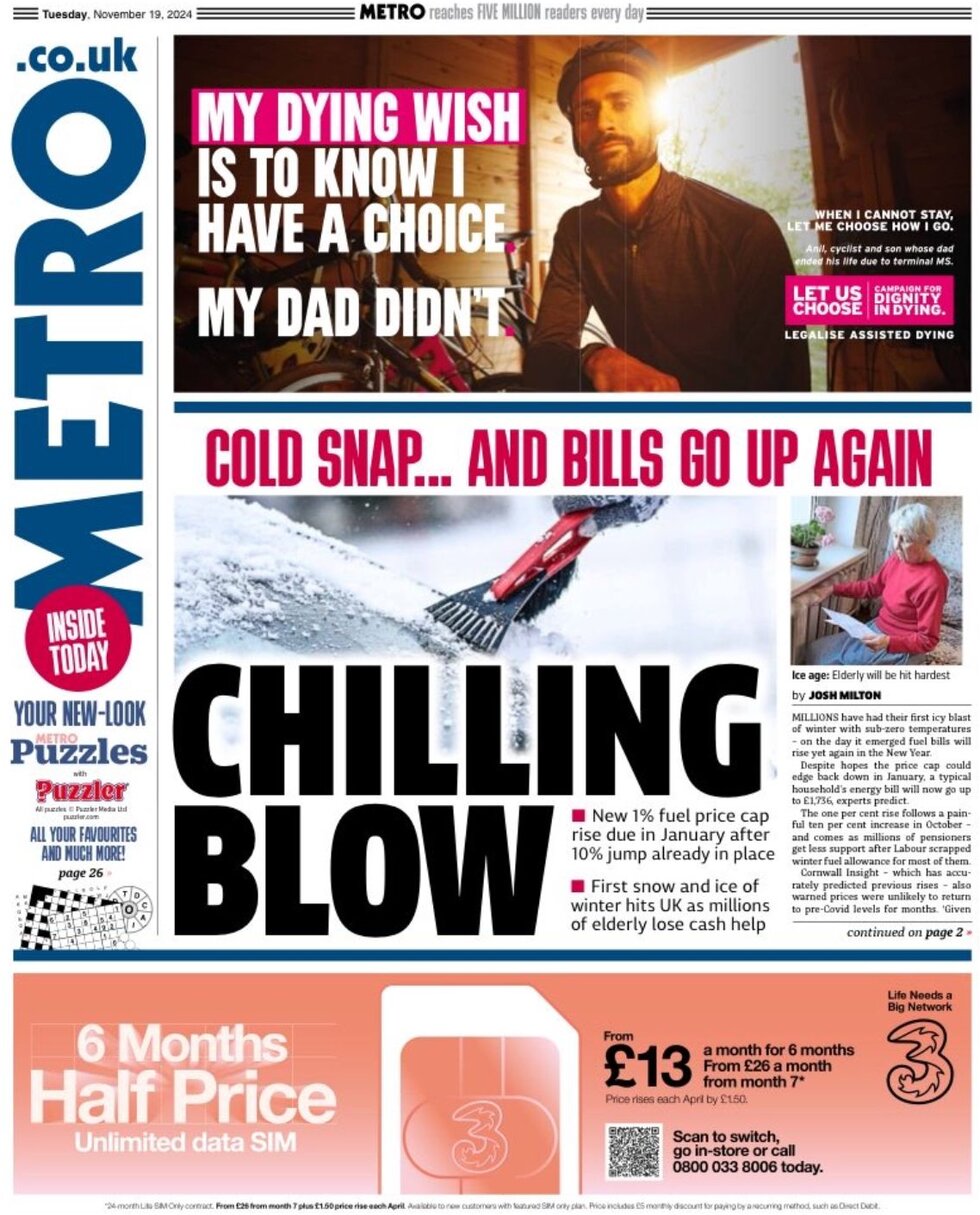 Metro - Cold snap … and bills go up again 
