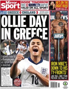 Mirror Sport – Greece 0 England 3 – Ollie Day In Greece