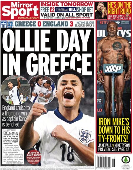 Mirror Sport – Greece 0 England 3 – Ollie Day In Greece