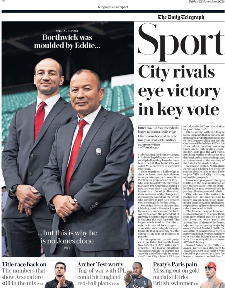 Telegraph Sport – City rivals eye victory in key vote 