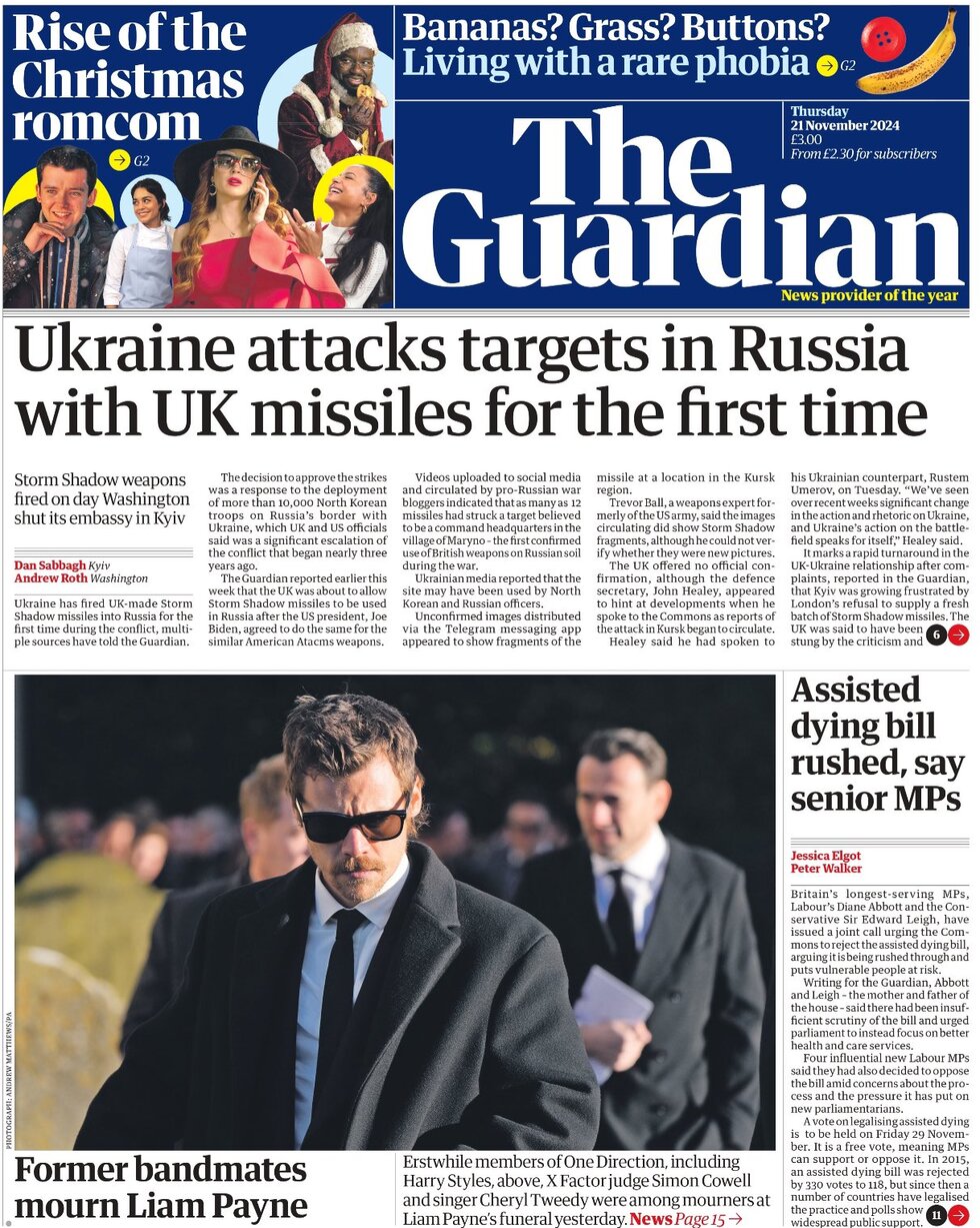 Ukraine attacks targets in Russia with UK missiles for the first time  - The Guardian