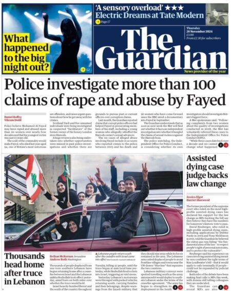 Police investigate more than 100 claims of rape and abuse by Fayed – The Guardian