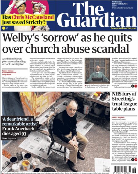 The Guardian – Welby’s sorrow as he quits over church abuse scandal 