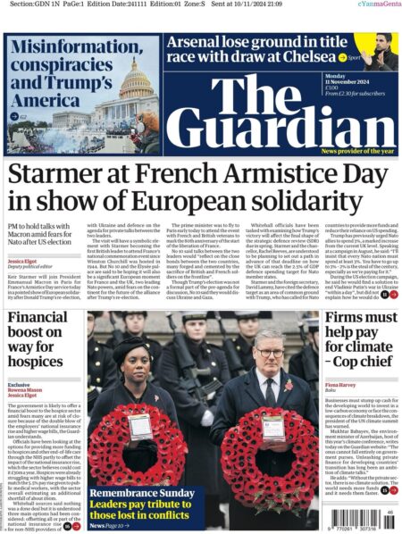 The Guardian – Starmer at French Armistice Day in show of European solidarity 