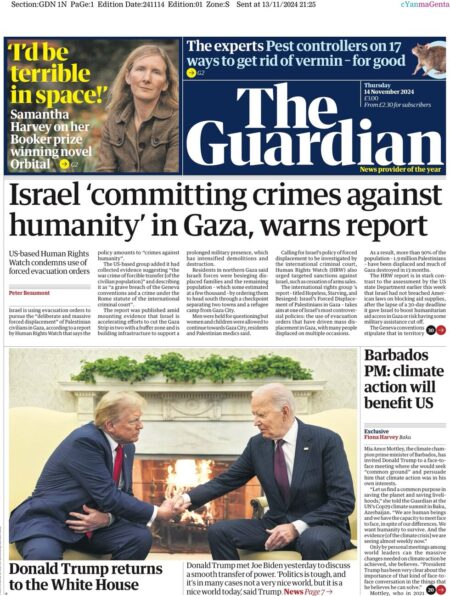 The Guardian – Israel committing crimes against humanity in Gaza, report warns