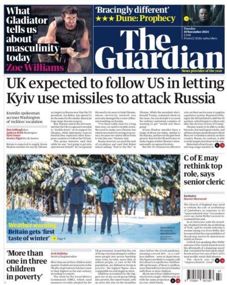 The Guardian – UK expected to follow US by letting Kyiv use missiles to attack Russia 