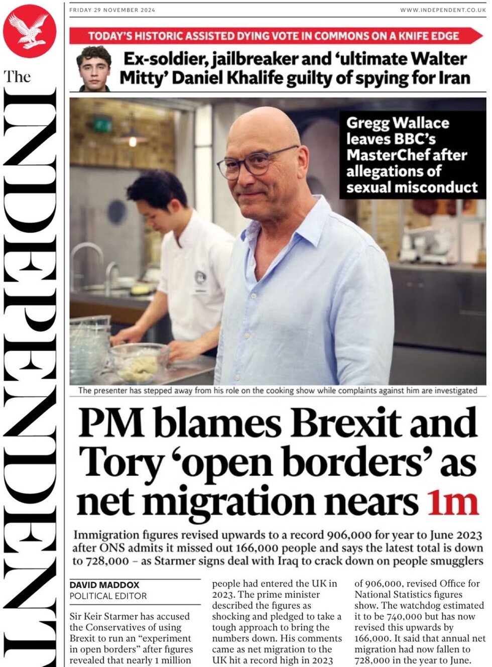 PM blames Brexit and Tory ‘open borders’ as net migration nears 1 million - The Independent