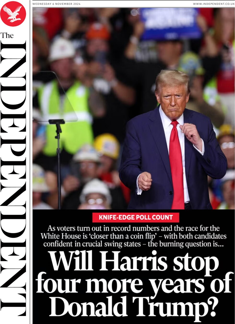 The Independent - Will Harris stop four more years of Donald Trump? 
