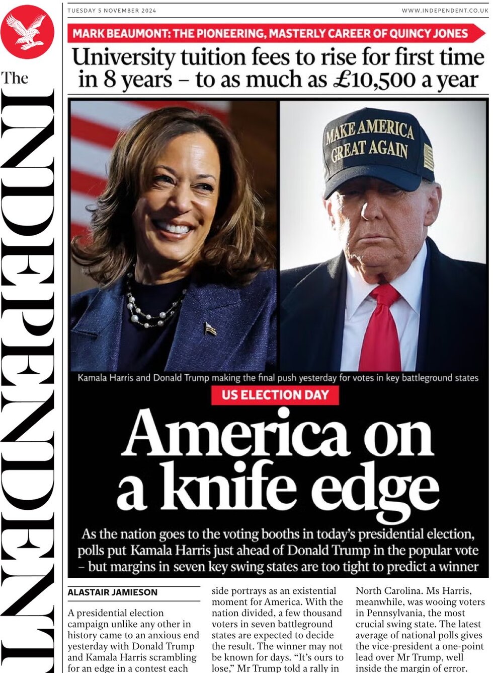 The Independent - America on a knife edge 
